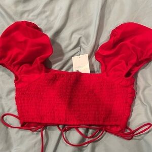Forever 21 Scarlet Ruched Crop Top
